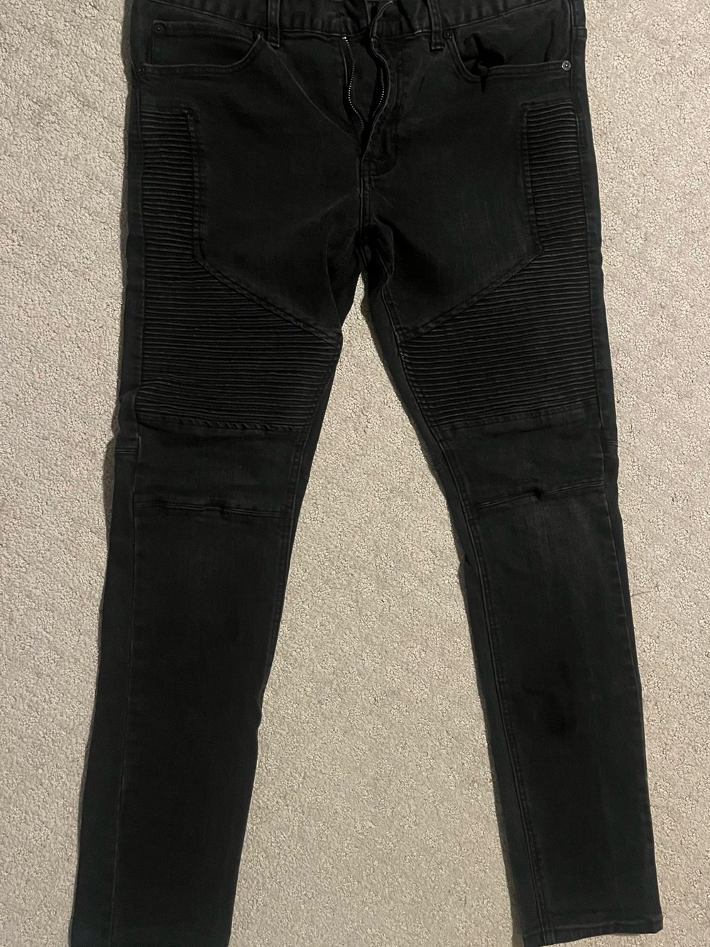 PacSun 34x32 Black Ribbed Moto Skinny Jeans Mens